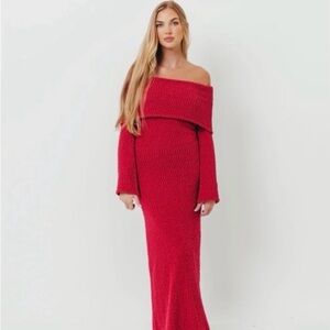 Nora Red Off-Shoulder Maxi Dress